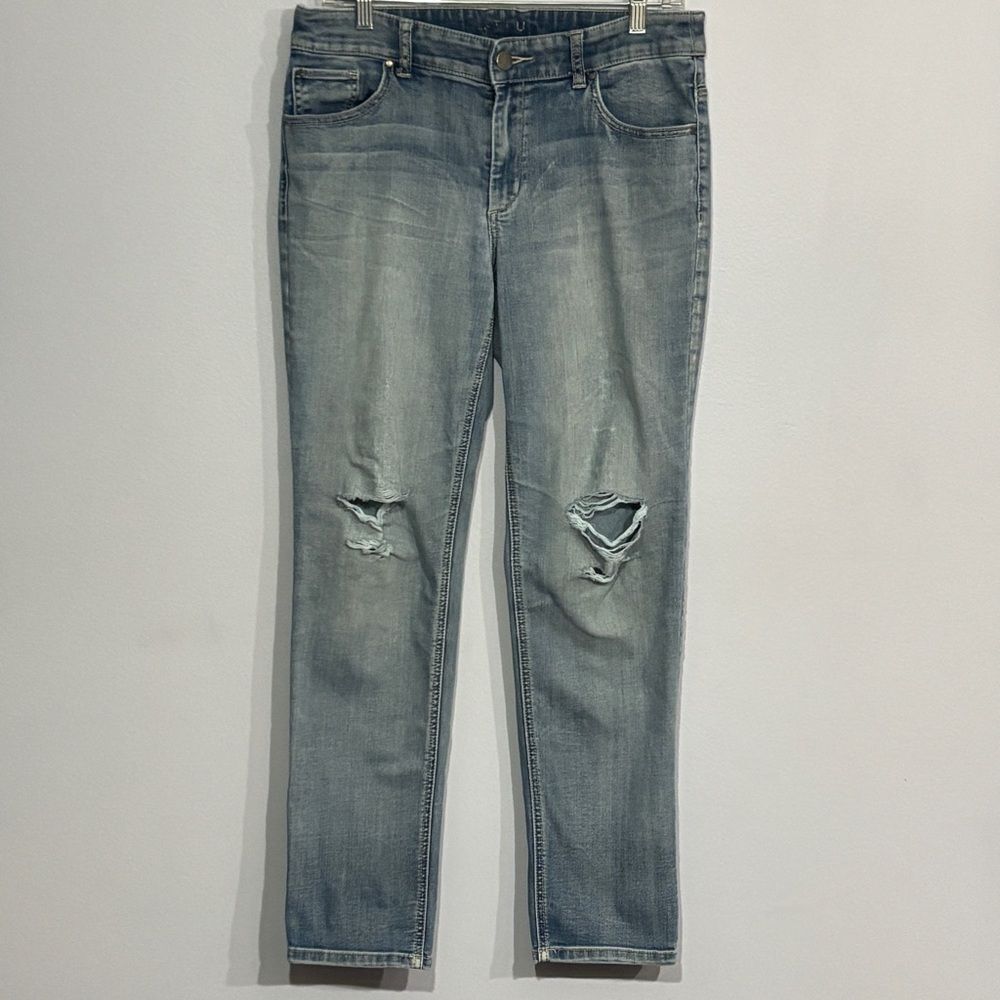 Chico’s Women’s Platinum Ultimate fit Tapered size 0.5 Stretch Denim Blue Jeans